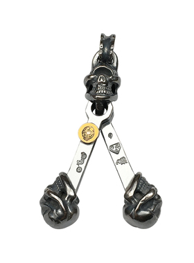 高桥吾郎银创骷髅头机车摇滚项链