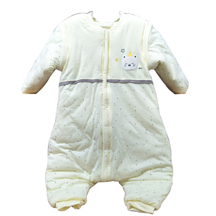 安宝儿冬季婴儿睡袋全棉加厚保暖棉宝宝分腿睡袋抱被可脱袖防踢被