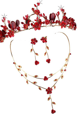 玫瑰花新娘饰品花仙子项链耳环