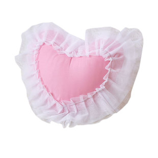 全棉纯棉爱心抱枕可爱家居荷叶边桃心靠枕装饰拍摄含芯心形抱枕套