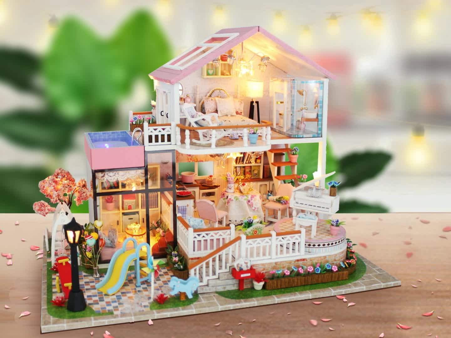 Casa Delle Bambole In Legno Con Mobili In Miniatura Casa Delle Bambole 