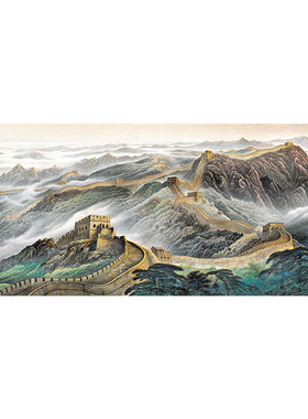 万里长城靠山图办公室招财自粘画