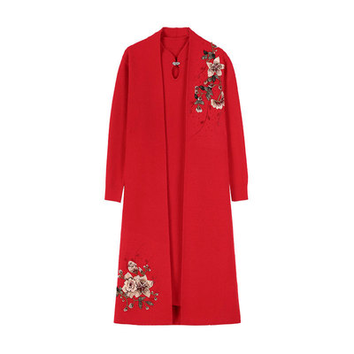 高贵风中长款旗袍连衣裙妈妈装