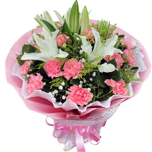 百合康乃馨送妈妈杭州同城鲜花成