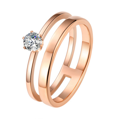 轻奢双层女感网时尚个性钛钢戒指