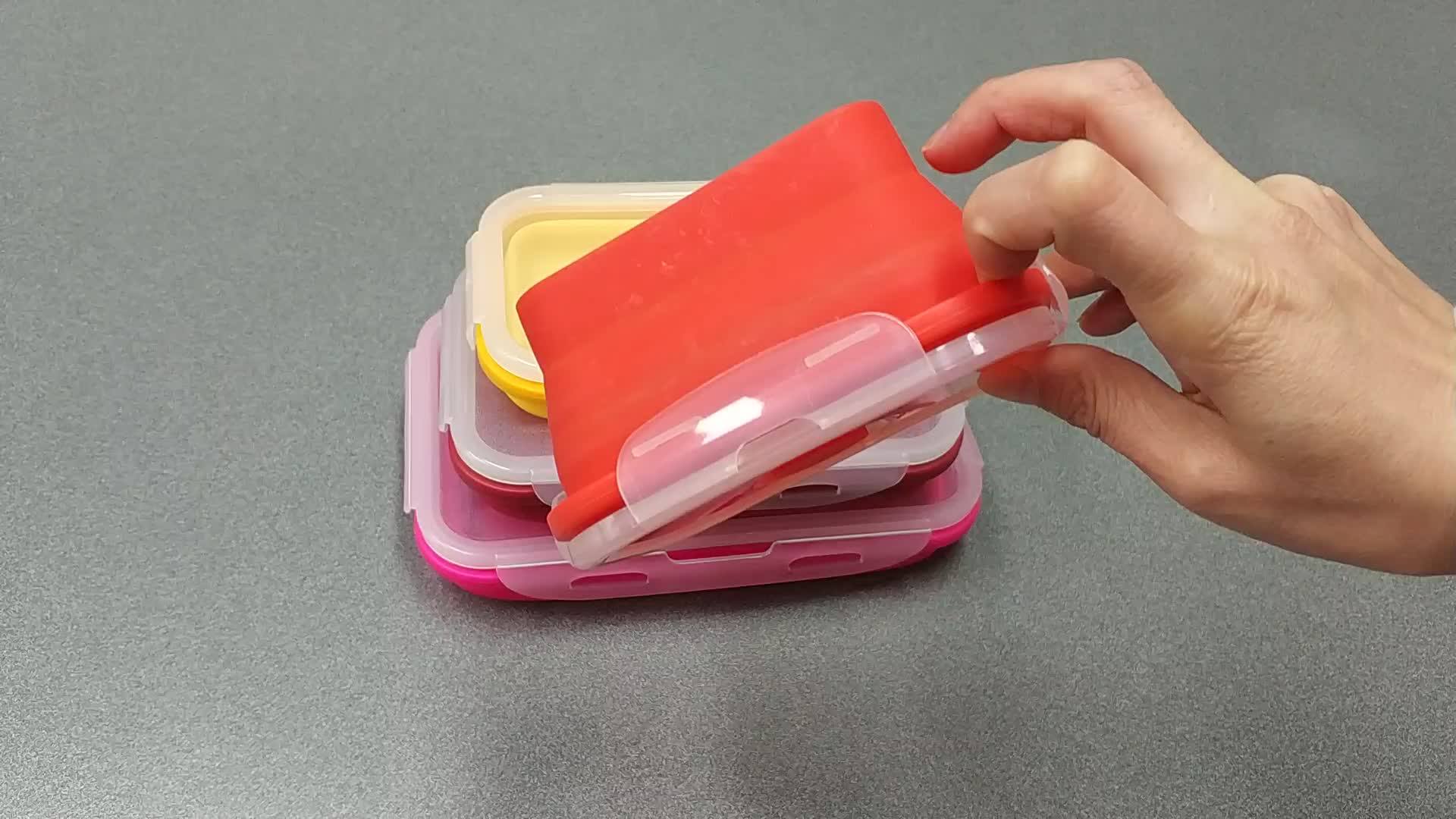 Hot Selling Microwave Safe 4pack Collapsible Silicone Food Container