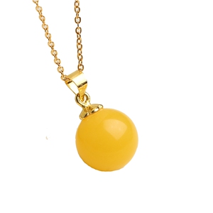 天天特价蜜蜡圆珠镶嵌吊坠 蓝珀锁骨链 琥珀毛衣链老蜜鸡油黄项链
