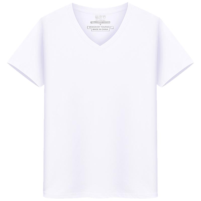 情奕竹定制工作衣服t恤V領(lǐng)定做印logo文化衫純棉同學(xué)聚會(huì)t恤定制