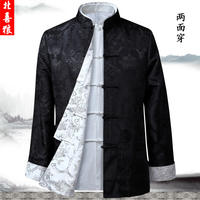 Spring and Autumn new men's casual jacket, long-sleeved, double-sided Tang suit men's wear, button-up, retro Chinese style, plover top thumbnail 5