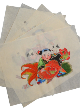 正宗连生贵子三多牛图杨柳青年画