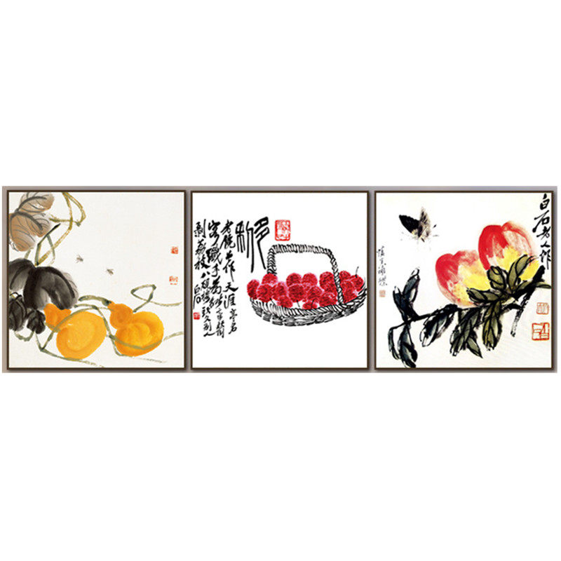 寿桃荔枝十字绣齐白石名画新款