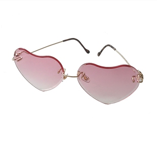 ulzzang渐变爱心无框墨镜女复古原宿网红ins可爱旅行拍照太阳眼镜