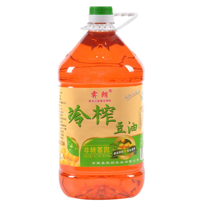 霁朗 东北大豆油 冷榨大豆油5L包邮 食用油桶装家用 非转基因