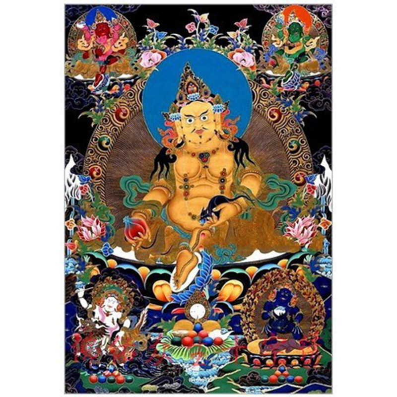 精准风印花法国黄财神十字绣