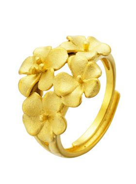 女士花朵戒指镀金手链结婚饰品