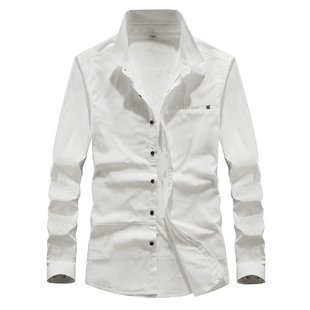 春秋男士长袖棉布衬衫修身韩版免烫弹力拼接休闲纯色衬衣夏季薄