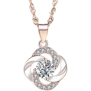 s925银项链女四叶草吊坠学生锁骨链