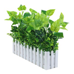 木栅栏仿真花套装 假花绿植绿萝叶塑料花 餐厅窗台隔断装饰品摆件