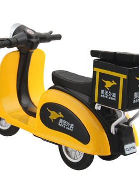 合金回力声光金属模型玩具外卖车