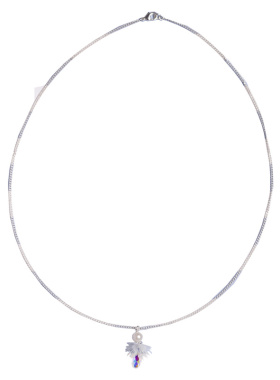 原创白色水晶短款银项链