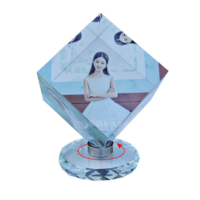 照片定制旋转抖音同款diy透明玻璃相册美女摆台翻转创意水晶魔方