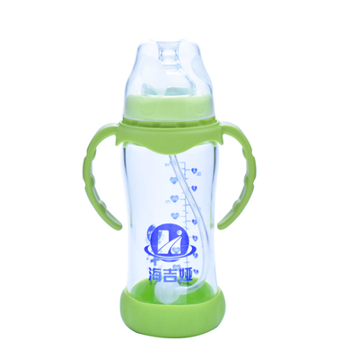 新款玻璃奶瓶防摔宽口径带吸管手
