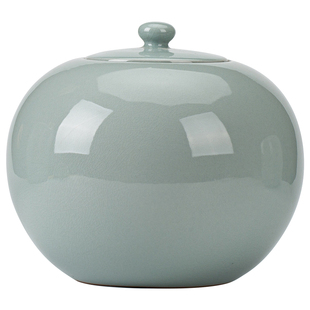 己造 哥窑茶叶罐陶瓷大号2斤装密封罐存储藏茶罐子防潮家用圆形