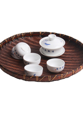 日式茶水果盘篮篮子简约包邮竹编