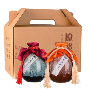 奔楼头45度陈酿原浆酒泥坛子密封小酒瓶每瓶1斤两瓶装清香型白酒