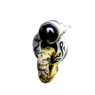 张云雷同款   OV潮品 黑玛瑙凤凰与龙925纯银耳钉单个男士潮