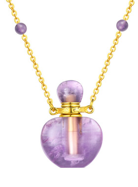 苹果精油香薰天然珠宝小号银项链