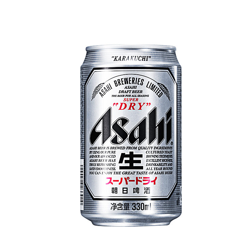 朝日啤酒罐装330ml生啤酒