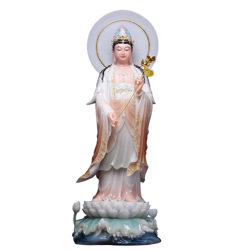 汉白玉西方三圣佛像阿弥陀站像