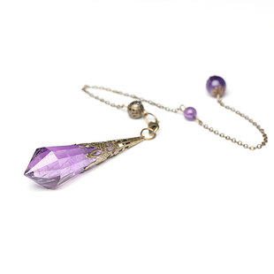 灵摆吊坠天然紫水晶全新天使之泪双尖项链男女生日礼物饰品