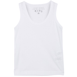 鸡仔唛chicks纯棉男童罗纹背心白色儿童打底内衣春夏中大童装汗衫