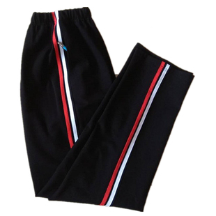 春秋款中小学生校裤经典黑藏蓝色红白杠宽松运动裤棉质裤子可定做