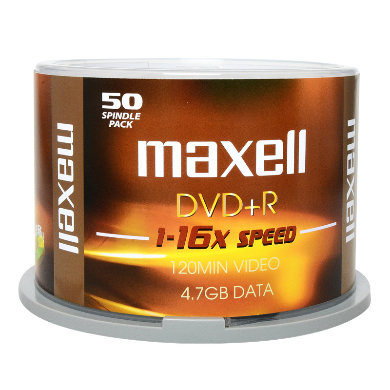 maxell麦克赛尔DVD+R16速4.7G古典系列桶装50片刻录盘空白光盘黄纹黑尊紫纹黑尊台产