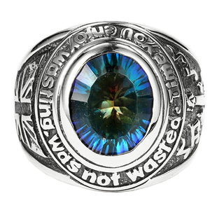 VANTICHI925银蓝色宝石男士戒指欧美音乐家复古嘻哈潮人食指指环