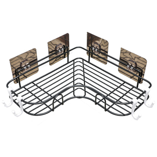 免打孔转角置物架卫生间挂架厨房加粗不锈钢金属厕浴室粘墙三角架