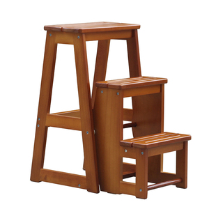 特价包邮加厚实木折叠梯凳两用三层梯椅 三阶梯子木梯 家用爬高凳