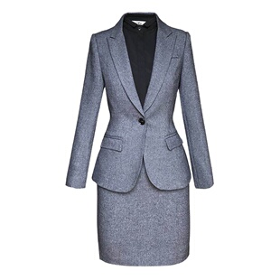 高端职业套装女春秋时尚总裁公务员面试正装西装售楼部工作服灰色