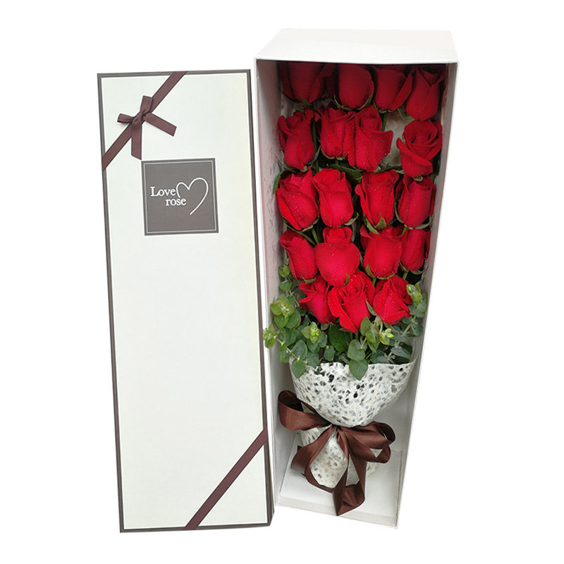 新品11朵玫瑰19朵香槟 粉红白玫瑰礼盒杭州同城鲜花速递送货上门
