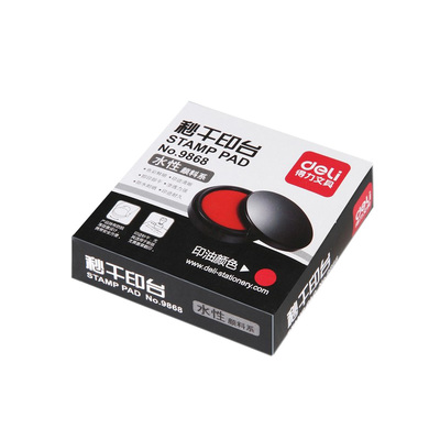 得力9868快干印台/印泥 Ф70mm印台/红色快干防水财务办公用品