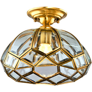 卡信之光 欧式全铜吸顶灯 门厅过道灯 车库楼梯储物间卧室纯铜灯