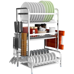 304不锈钢厨房置物架碗架沥水架晾放碗碟架双层沥碗柜碗筷收纳盒