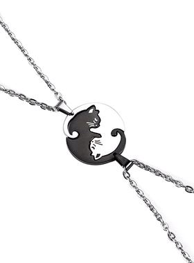 【陪伴】一对猫咪抱团学生项链