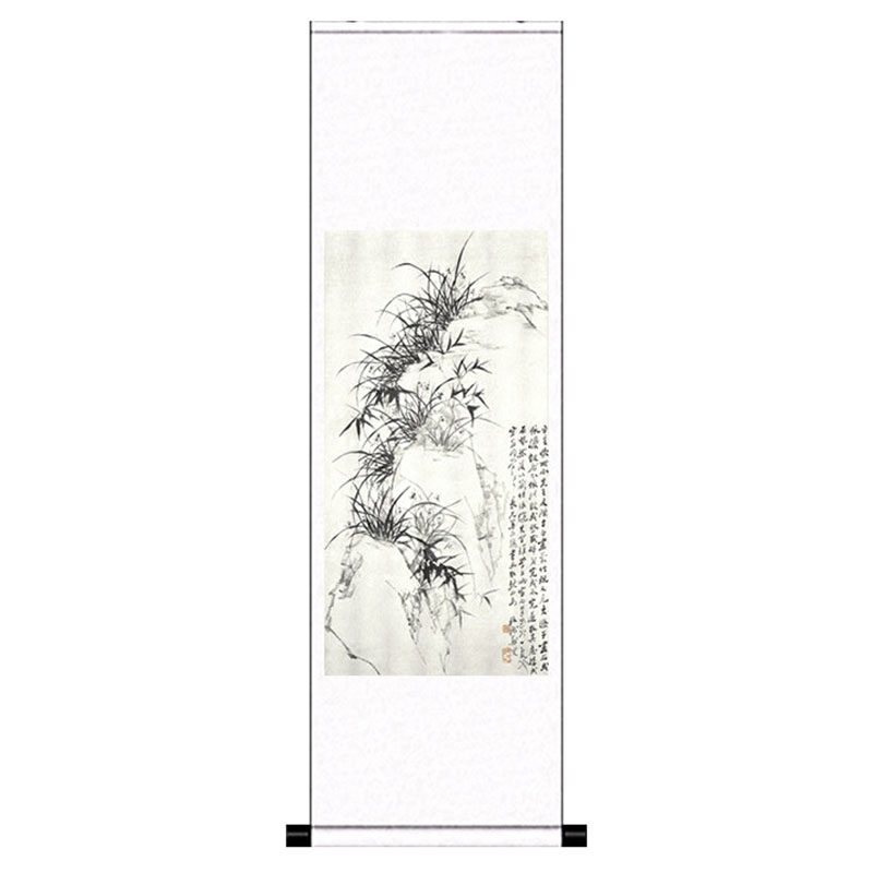 郑板桥竹兰图国画茶楼装饰画名家字画风水装饰画客厅挂画丝绸卷轴
