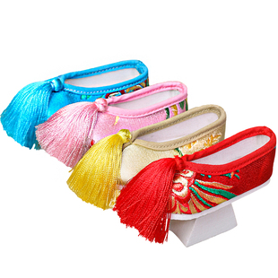 60厘米cm3分bjdsd娃娃鞋花盆底流苏绣花平底古代风装娃娃配件鞋子