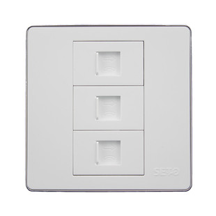 银边86型三位电话组合插座面板RJ11语音电话信息模块CAT3组合墙插