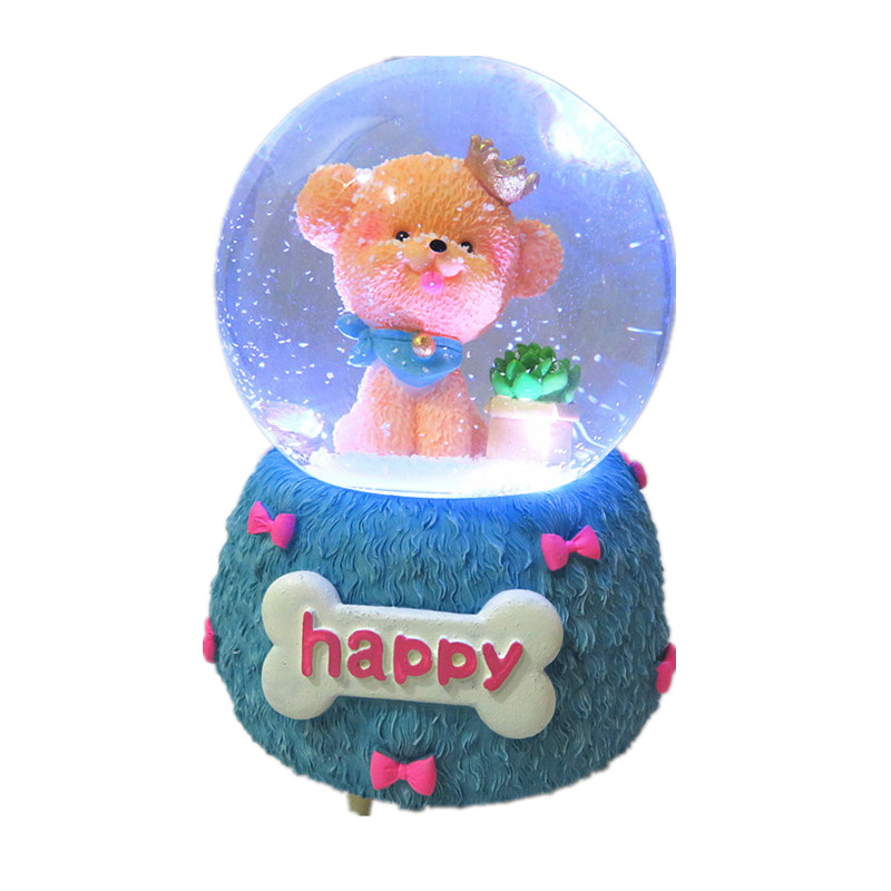 水晶球音乐盒八音盒狗狗生日礼物